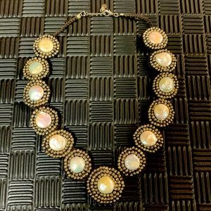 Ann Taylor statement necklace. Pearl and brushed gold